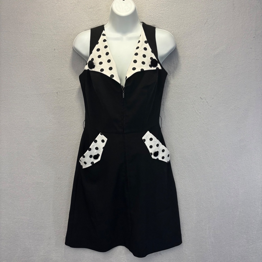 Bettie Page Dress Women Large Black Polka Dot Rockabilly Pinup Retro Mini